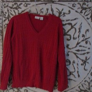 Kim Rogers Red V-Necked Sweater, Size Large